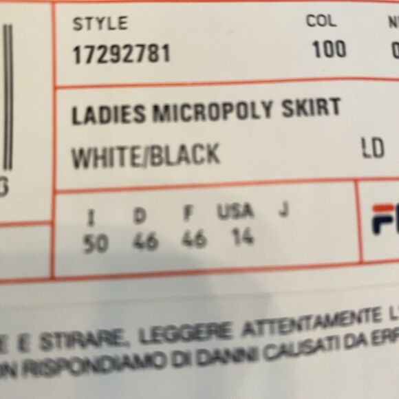 VTG Fila TennisGolf Skirt Set 32” Crop Top Black White Flecked Pickleball NWT 14 - Picture 8 of 10